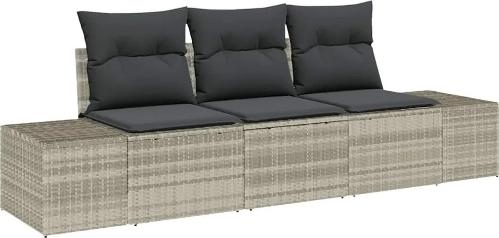 vidaXL Kerti Kanapé Szett tárolóval 3 pcs Világosszürke polirattan