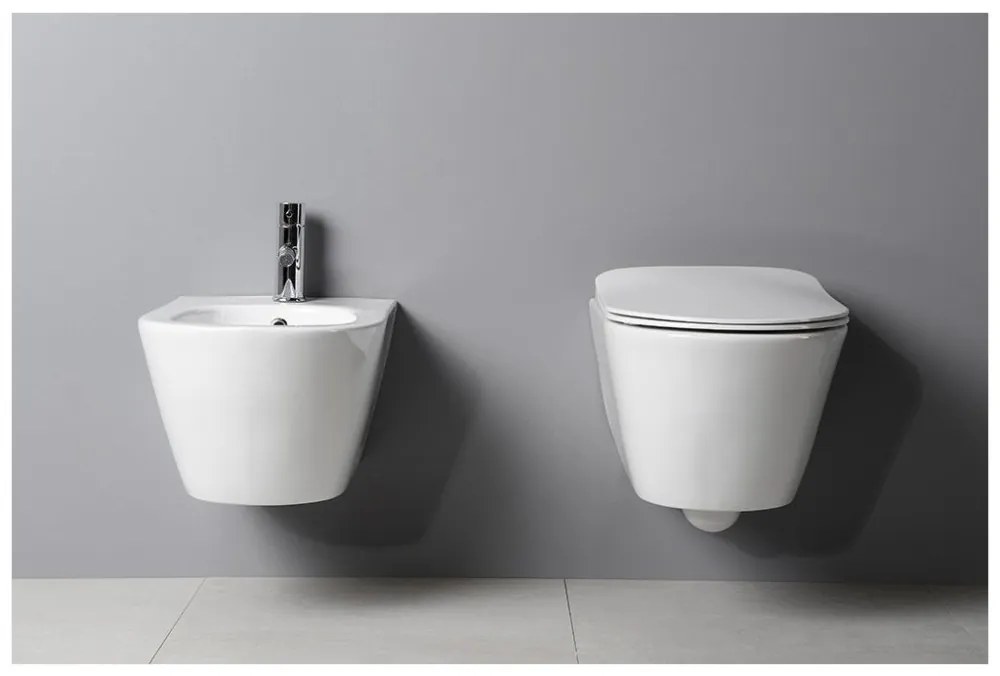 Sanovit AVVA fali WC - rimless - perem nélküli - rejtett szerelésű - mély öblítésű - 53 cm