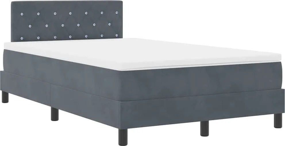 vidaXL LED Box Spring Ágy matracmal Sötétszürke 120 x 190 cm Bársony