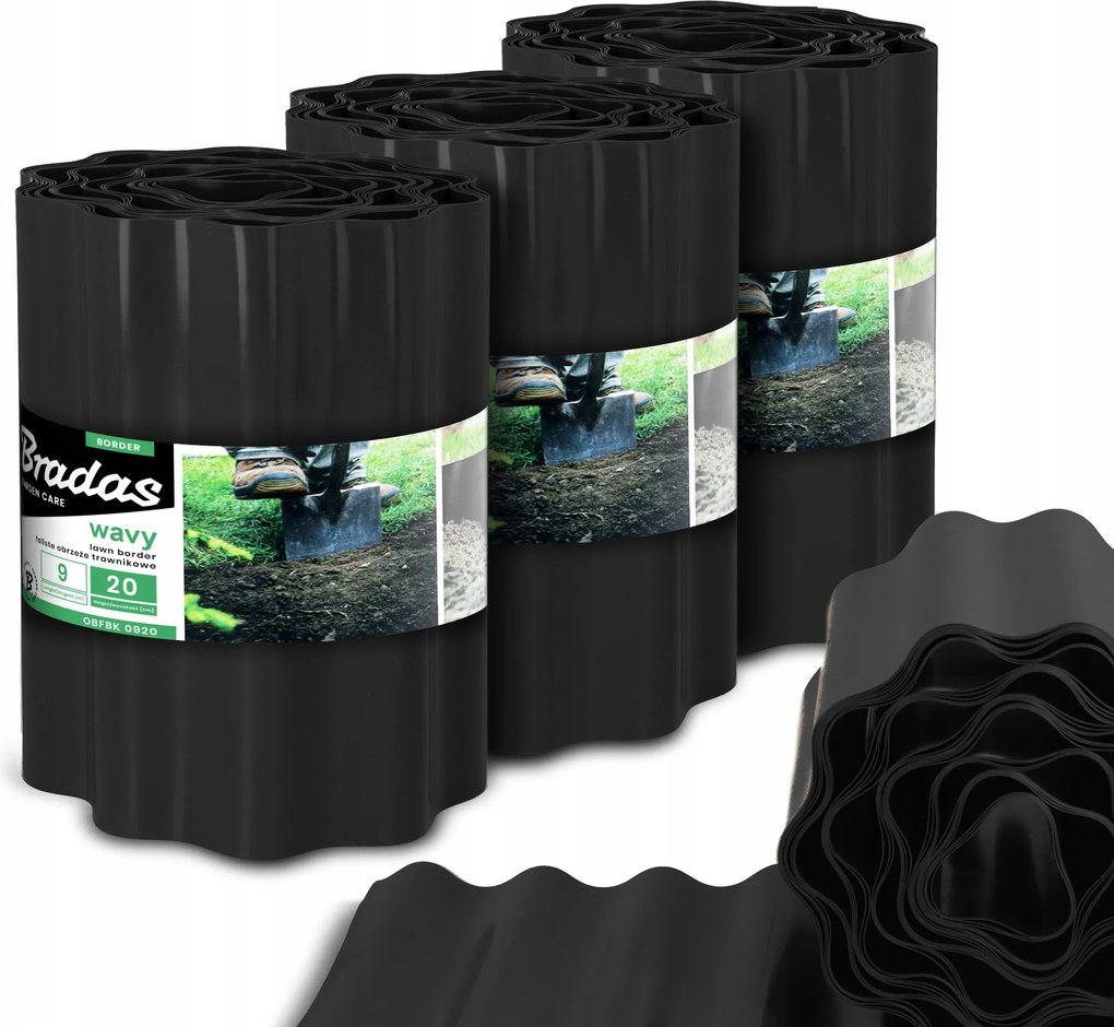 Kerti Gyepszegély 20 cm 27 m Hullámos Műanyag Rugalmas Us-p