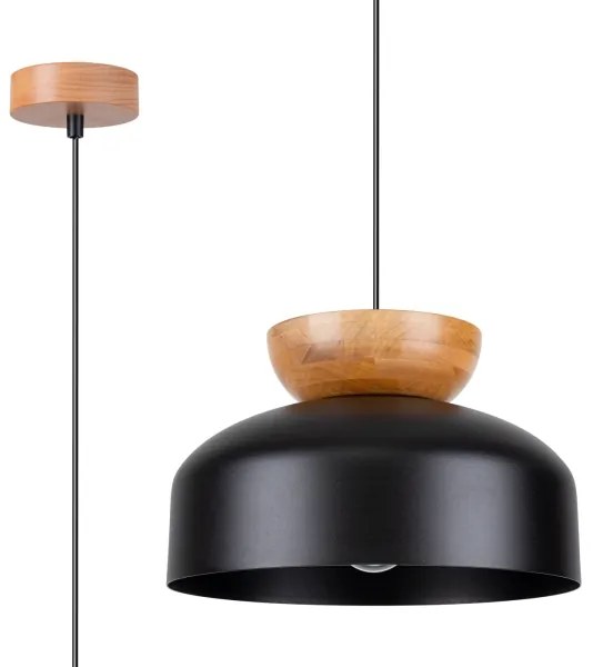 Sollux SL.1351 - Csillár zsinóron MARION 1xE27/15W/230V átm. 29,5 cm fekete