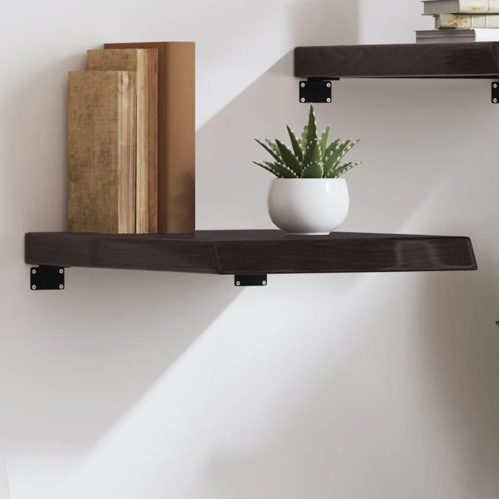sötétbarna kezelt tömör tölgyfa fali polc 40x50x(2-6) cm