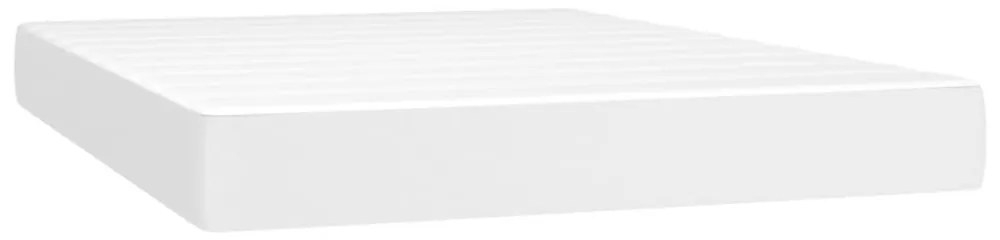fehér műbőr rugós ágy matraccal és LED-del 140x190 cm