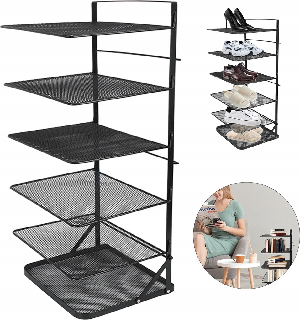 Cipősszekrény Cipőspolc Polc Loft Állvány Előszoba Fekete Loft