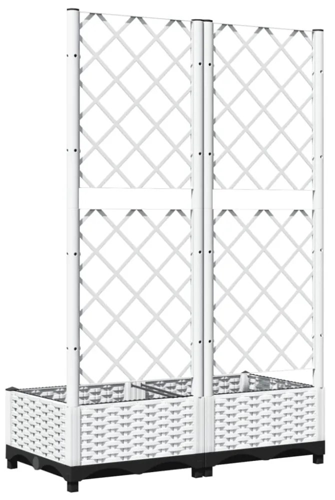 fehér polipropilén rácsos kerti ültetőláda 80 x 40 x 121,5 cm