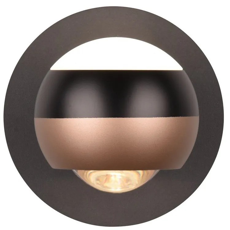 Fekete-rézszínű LED fali lámpa ø 10 cm Orbit – Trio Select