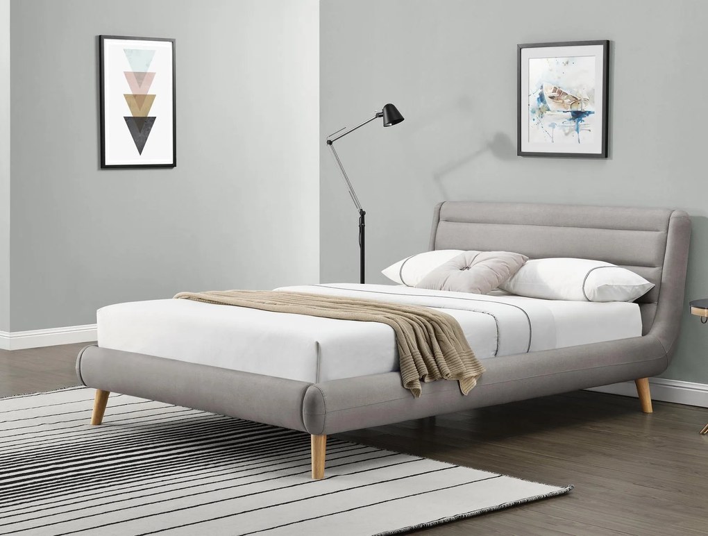 Franciaágy 140 cm Elanda (szürke + viágos tölgy) (ágyráccsal). 796744