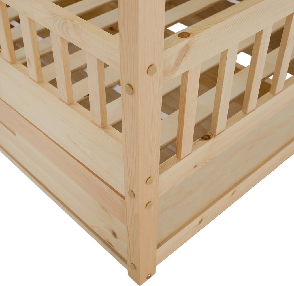 Montessori ágy, 90x200, természetes, tömör, BIANKA