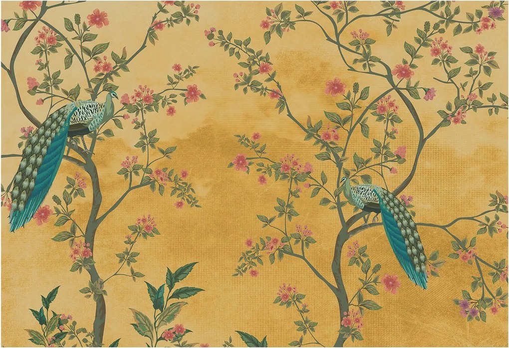 Fotótapéta Flizelina Nappali és Hálószoba Páva fák 152x104 Ragasztó