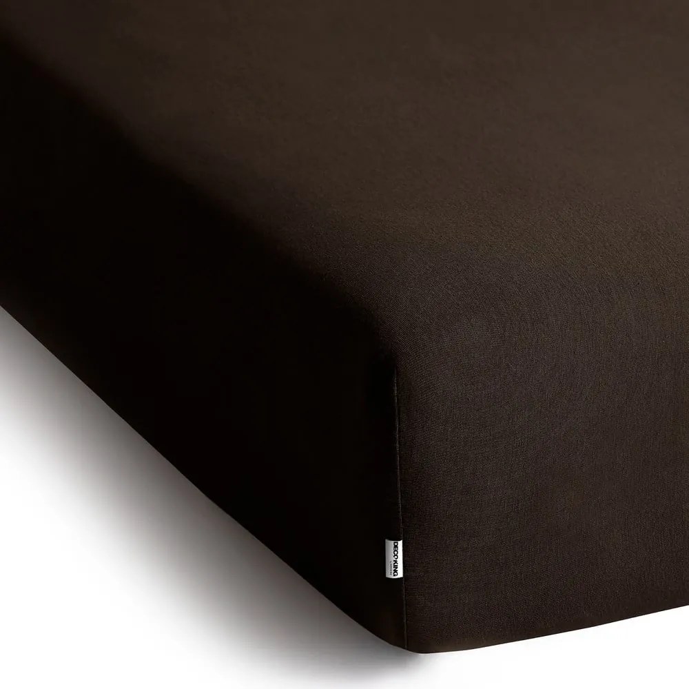 Sötétbarna gumis jersey lepedő 140x200 cm Amber – Restilo