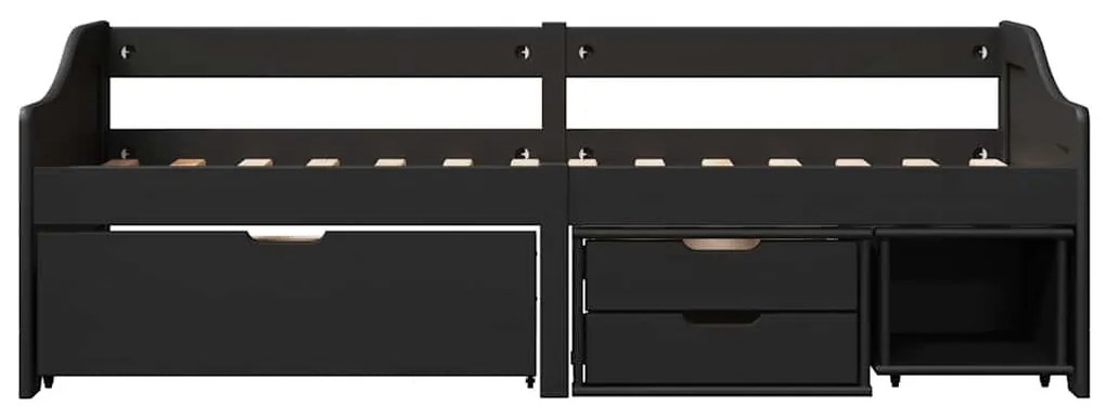 Napozóágy 3 fiókkal matrac nélkül IRUN Fekete 90x200 cm