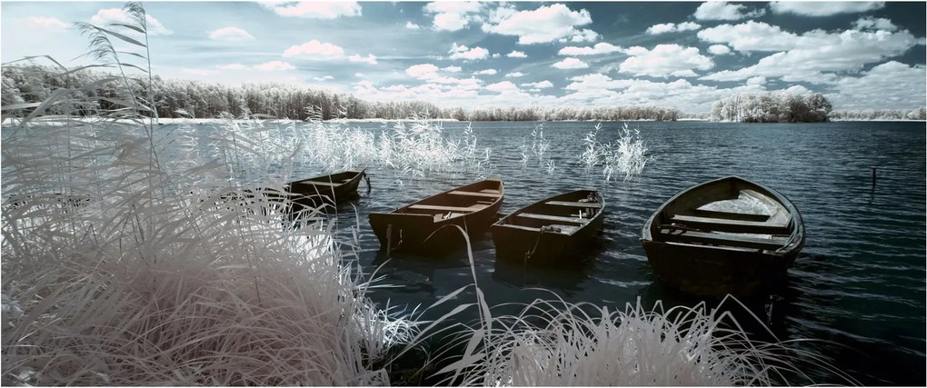 Kép - Fa csónak a tón (120x50 cm)