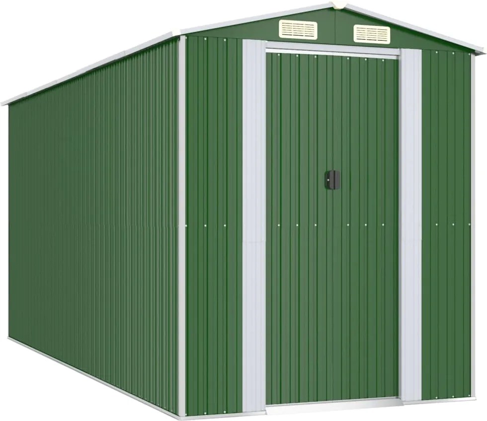 vidaXL zöld horganyzott acél kerti fészer 192x440x223 cm