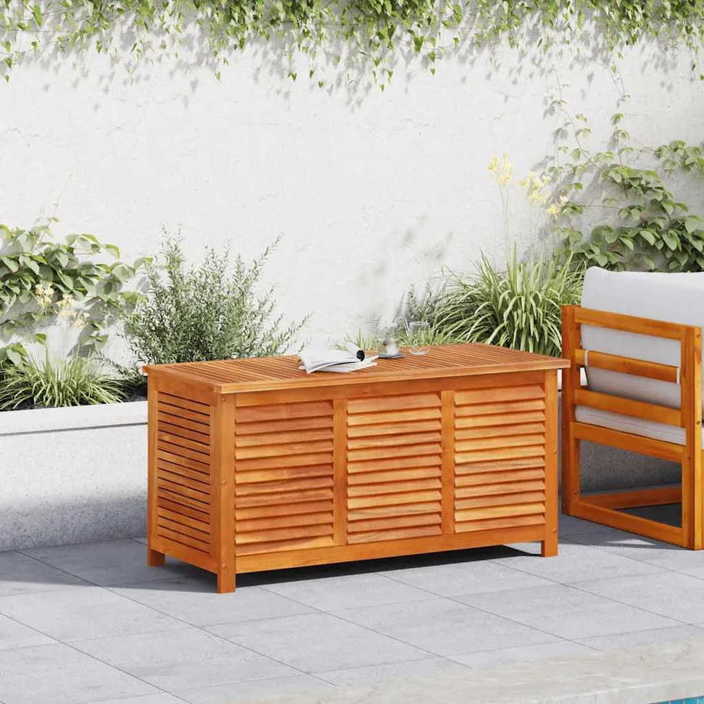 vidaXL tömör akácfa kerti tárolóláda zsaluval 113 x 50 x 56 cm