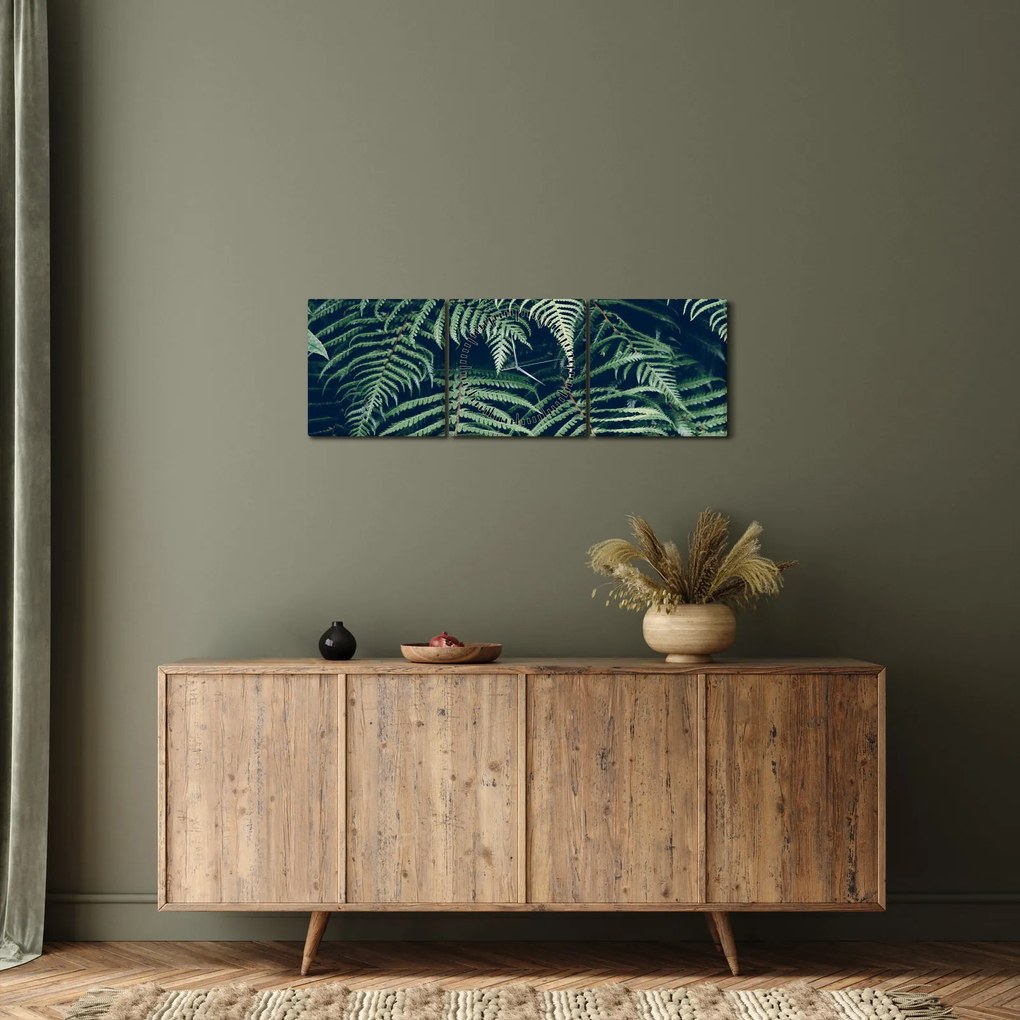 A páfrány levelek képe (órával) (90x30 cm)