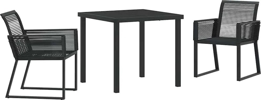 vidaXL Kert étkező szett 3 pcs Fekete Porszórt acél