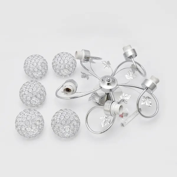 Felületre szerelhető csillár SOPHIA 5xE27/15W/230V fényezett króm/átlátszó