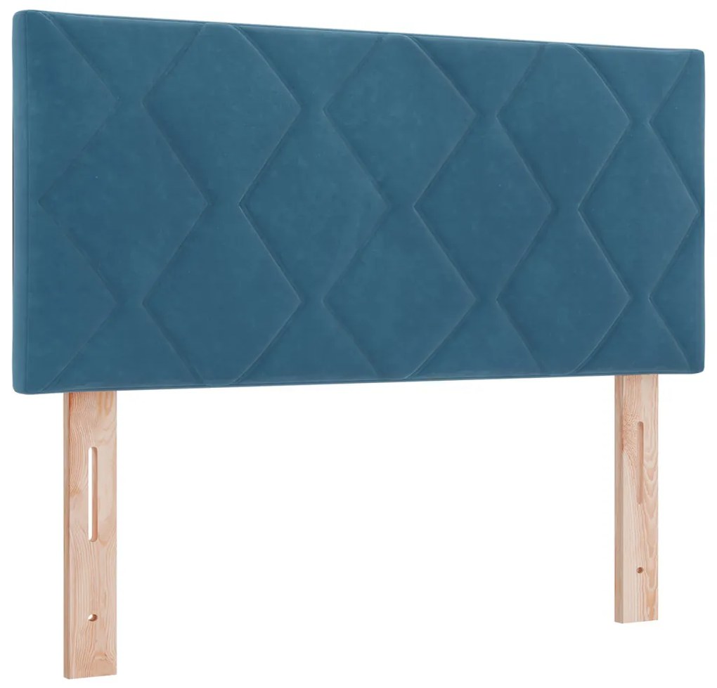 Boxspring Ágy Matraccal Sötétkék 90x200 cm Bársony
