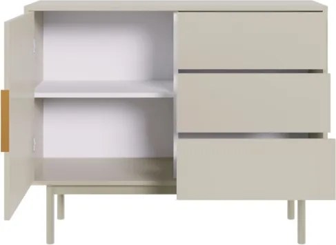 Komód 104 cm 1 ajtóval és 3 fiókkal kasmír színben arany fogantyúkkal – VIVA VI03