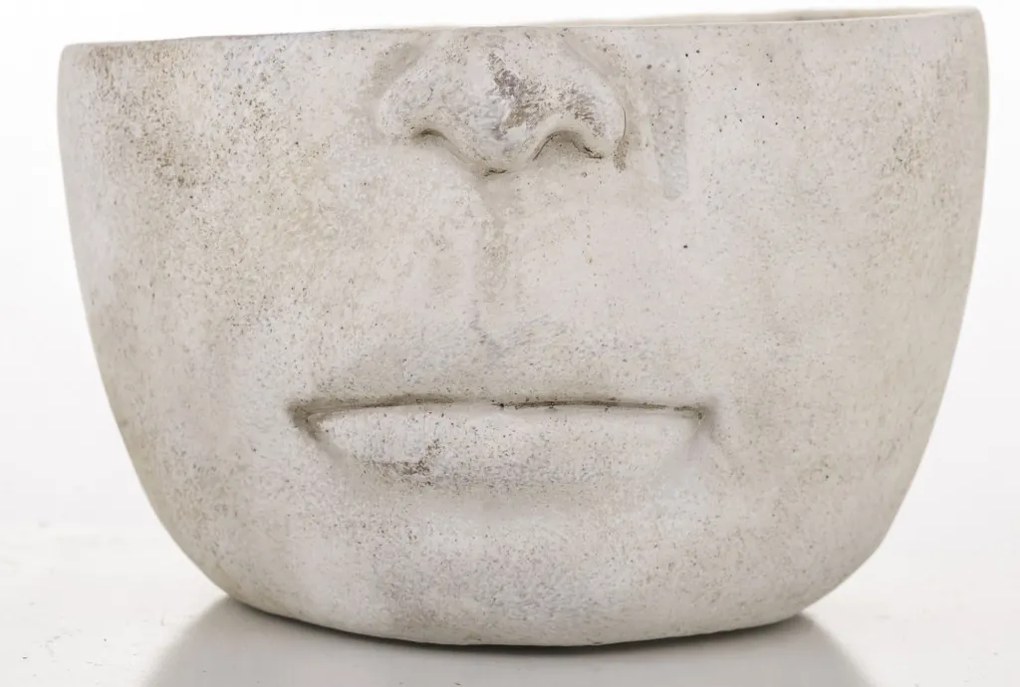 Cyrus design görög stílusú emberi arcot ábrázoló cement virágtartó kaspó szürke 12x18x18cm