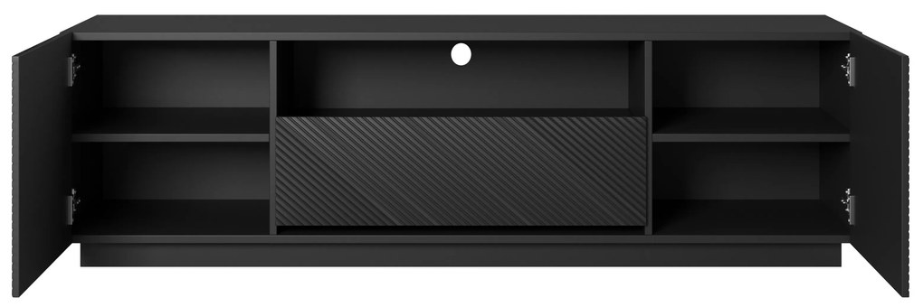 Asha TV-szekrény 167 cm fiókkal és nyitott polccal - fekete matt