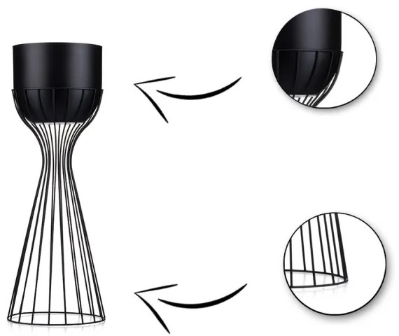 Fém virágcserép LOFT 46x20 cm fekete