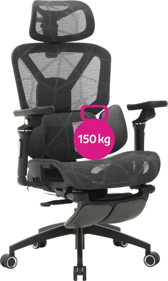 Irodai szék, sötétszürke/fekete, teherbírás 150 kg, VILMER