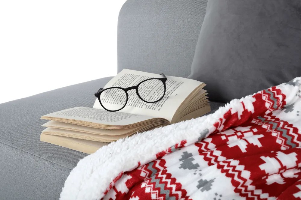 Kétoldalas bárány takaró, téli minta, 150x200, SAMANTE