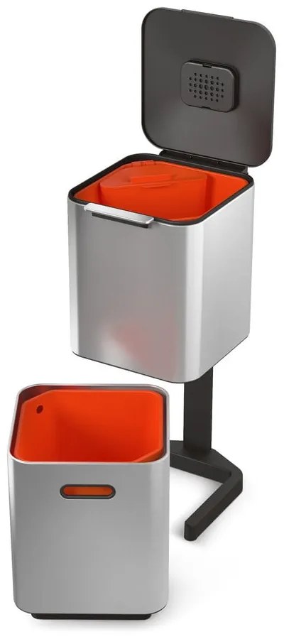 Ezüstszínű acél szelektív szemetes 40 l Totem Compact – Joseph Joseph
