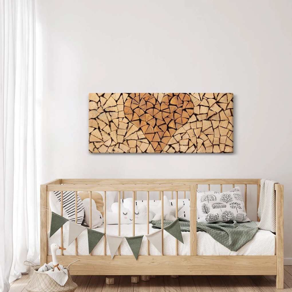 Kép - szív fából (120x50 cm)