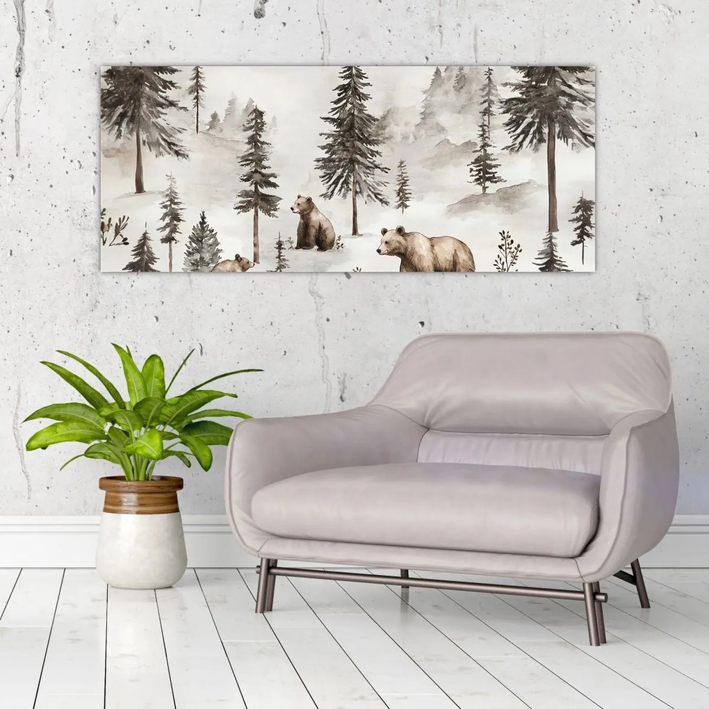 Kép - Erdő medvékkel (120x50 cm)