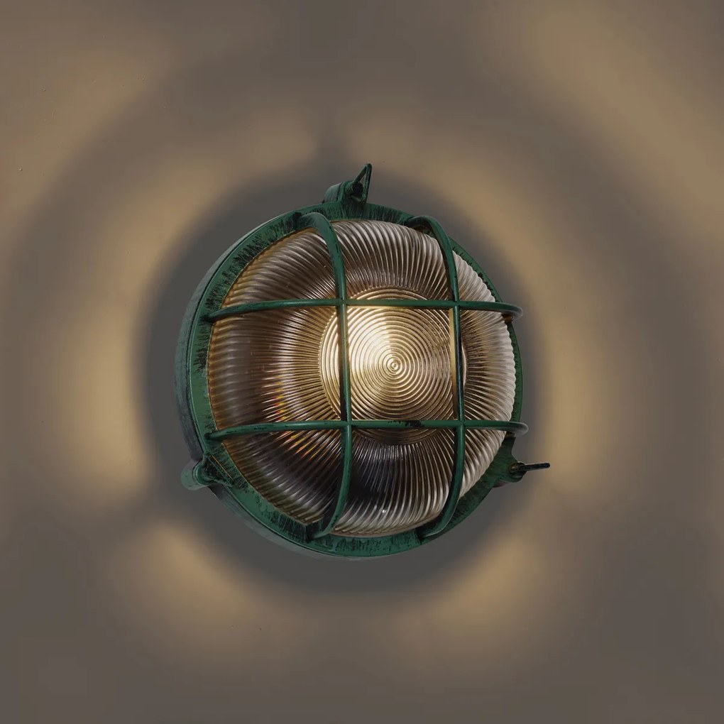 Kültéri fali lámpa zöld kerek IP44 - Noutica