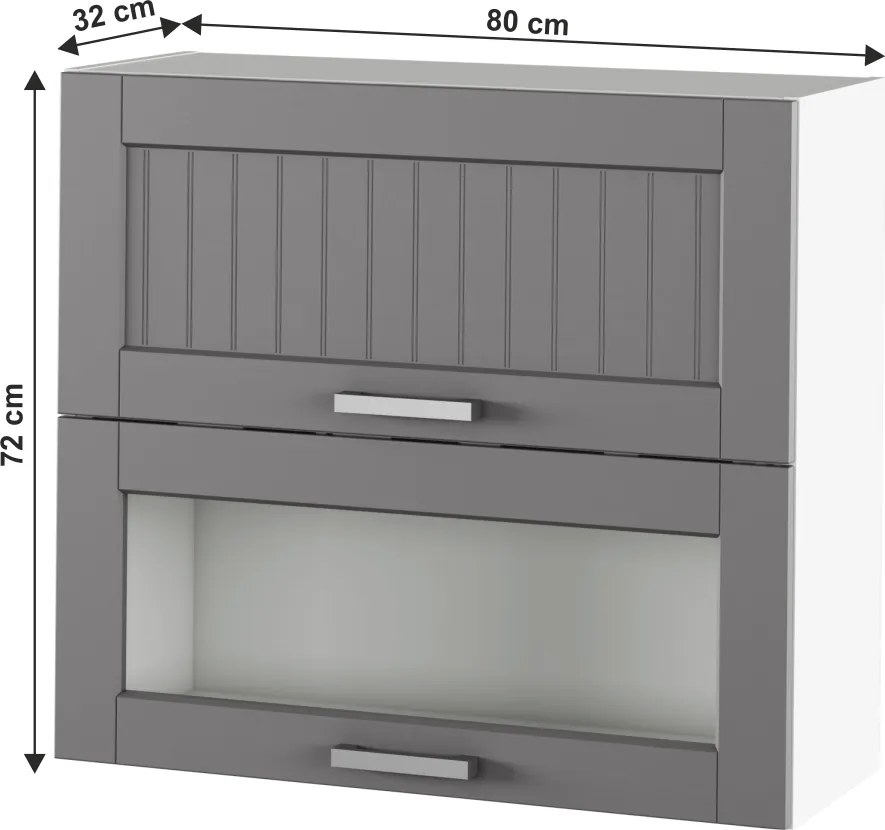 Felső szekrény, sötétszürke/fehér, JULIA TYP 13