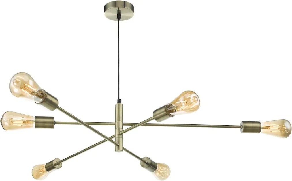DAR LIGHTING ALA0675 ALANA Többágú Függesztett Lámpa Antik Sárgaréz E27 IP20