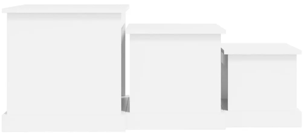 3 db fehér szerelt fa dohányzóasztal