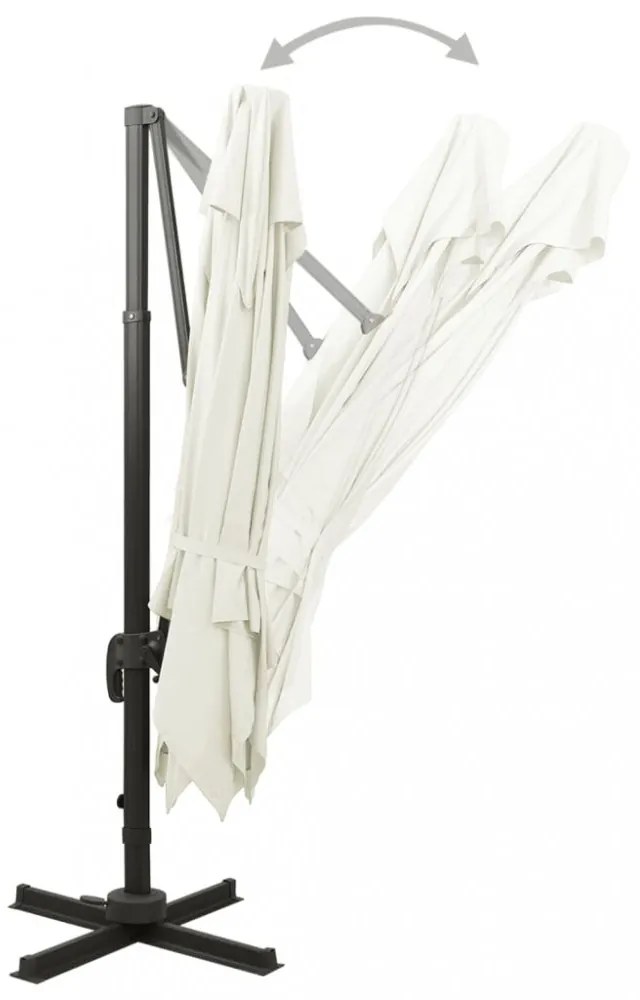 dupla tetejű konzolos kerti napernyő 300 x 300 cm homokszínű