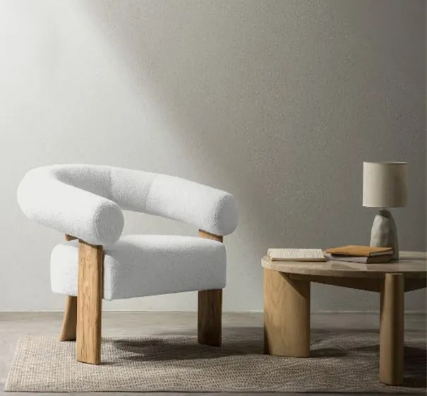 Fehér design fotel KOKEI, tölgy