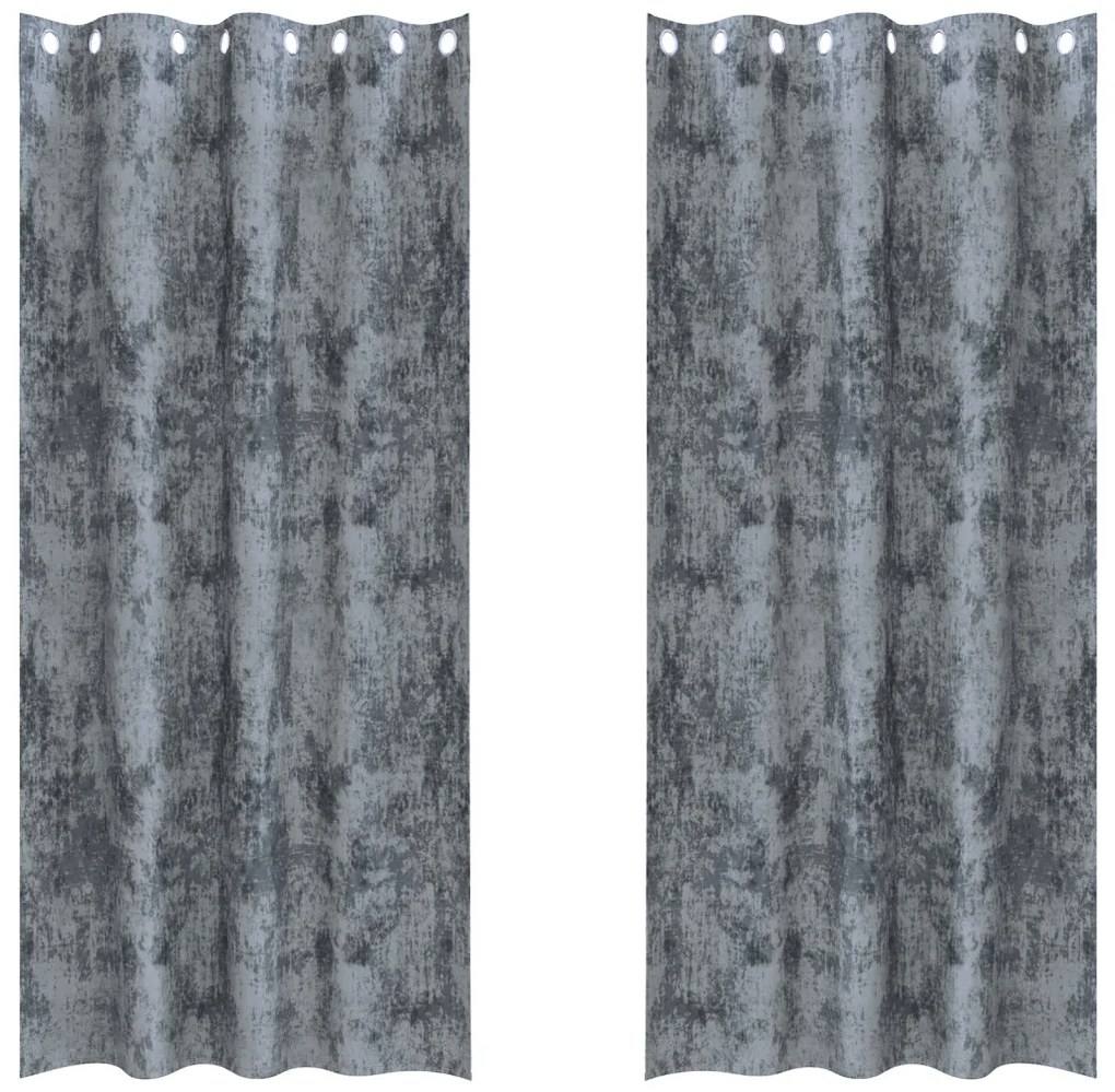 Bársony Függöny 2 db Szemfüggönnyel Ezüstszürke 225x140 cm