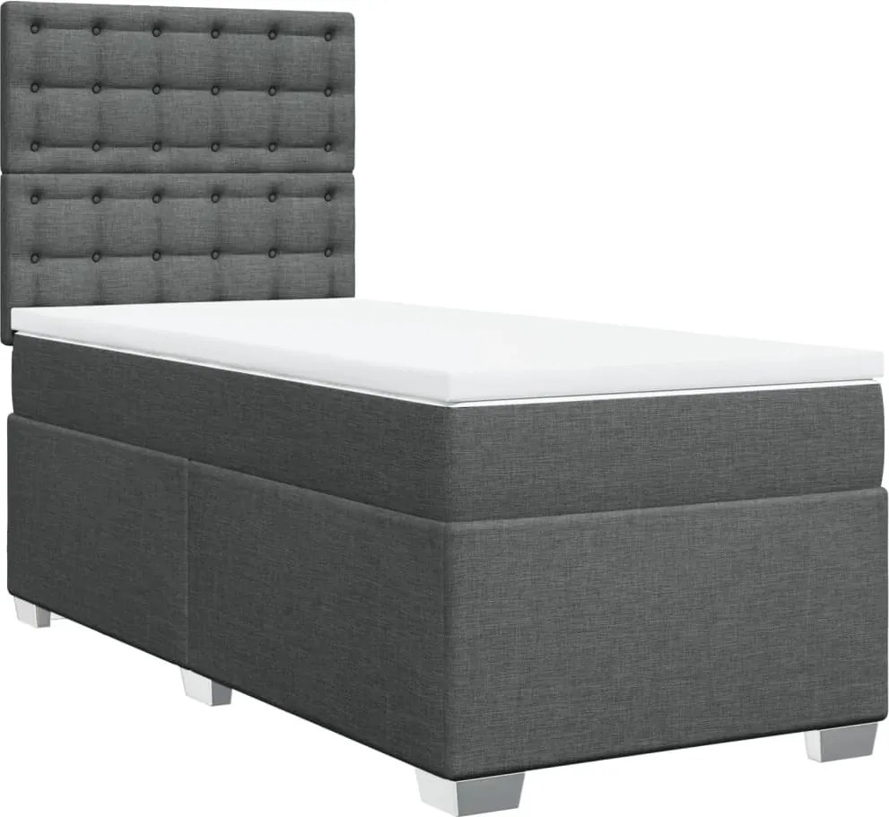 vidaXL sötétszürke szövet rugós ágy matraccal 90 x 200 cm
