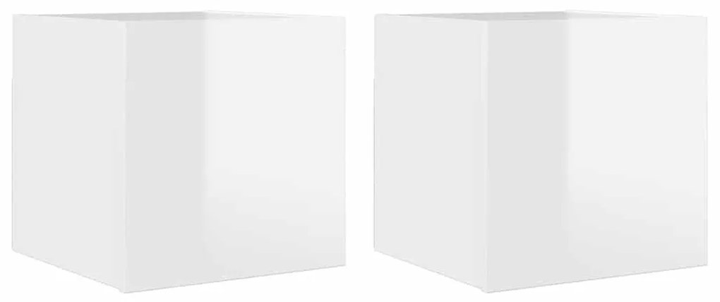 2 db magasfényű fehér falra szerelhető TV-szekrény 30,5x30x30cm