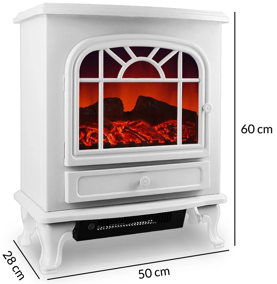 monzana® Elektromos kandalló ventilátoros fűtéssel és tűzzel 2000W fehér