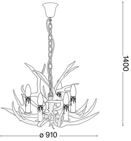 Ideal Lux - CHALET csillár láncon 8xE14/40W/230V szarvasagancs
