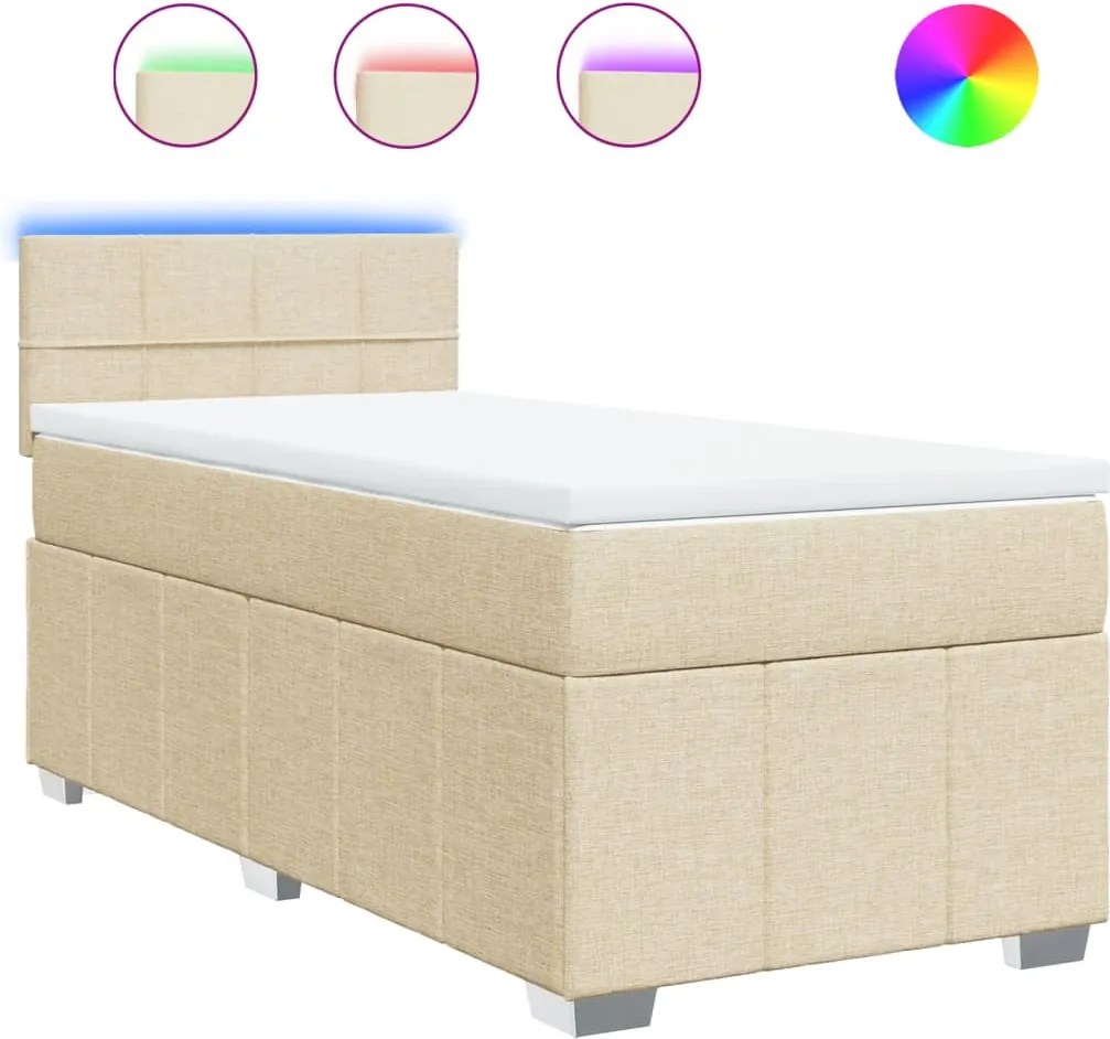 vidaXL krémszínű szövet rugós ágy matraccal 80 x 200 cm