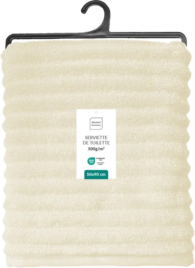 Krémszínű frottír pamut törölköző 50x90 cm Maya – douceur d'intérieur