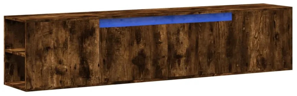 füstös tölgy színű fali TV-szekrény LED-del 180 x 31 x 39,5 cm