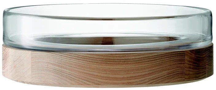 LSA International LSA Lotta üvegtál kőrissel, 31cm, kézzel készített