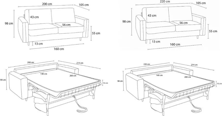 Bézs kanapé mindennapos alvásra-kinyitható 220 cm Cocoone – Bobochic Paris