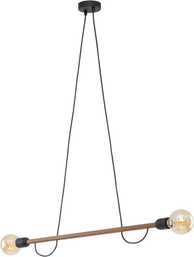 TK LIGHTING 4948 HELIX Többágú Függesztett Lámpa Fekete, Világos Fa E27 IP20
