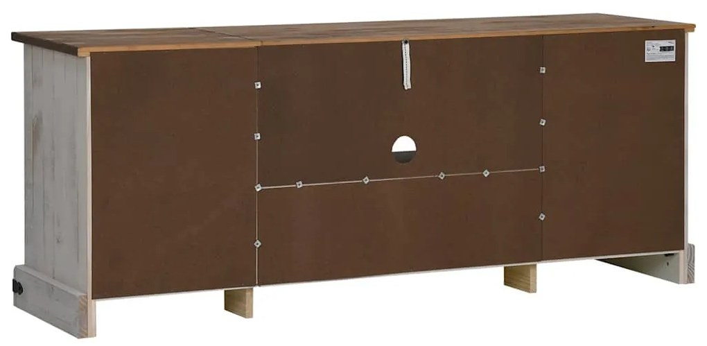 HALDEN fehér tömör fa TV szekrény 2 tolóajtóval 150x40x60 cm