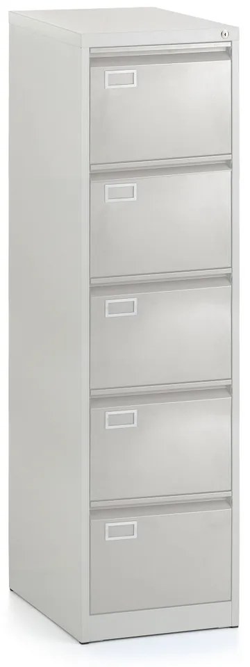 Fém iratszekrény A4 - 5 fiók, 45,5 x 62 x 162,5 cm, hengerzár, szürke - ral 7035